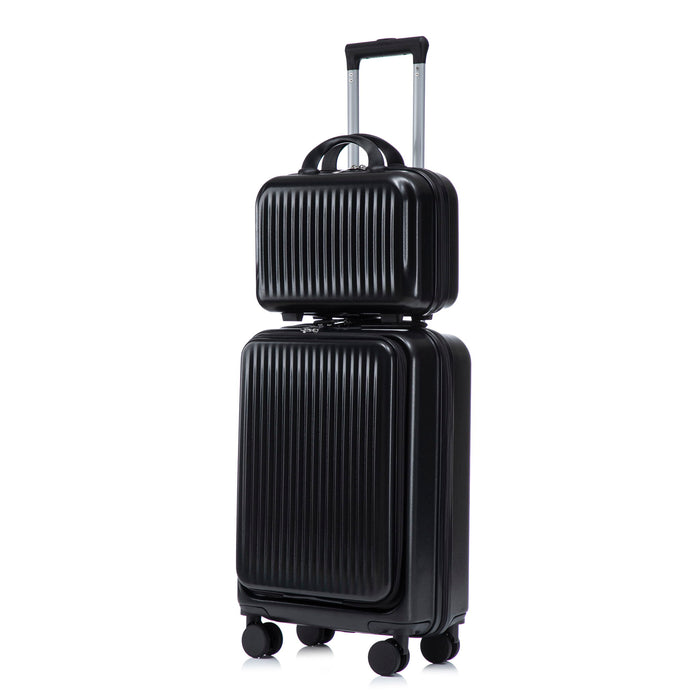 Luggage Set With Cosmetic Case, Combination Lock, Front Opening Design