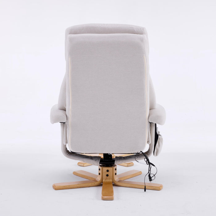 Upholstered Heated Massage 360° Swivel Accent Chair With Ottoman