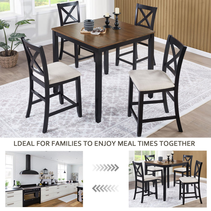 5 Piece Counter Height Dining Table Set With 4 Chairs