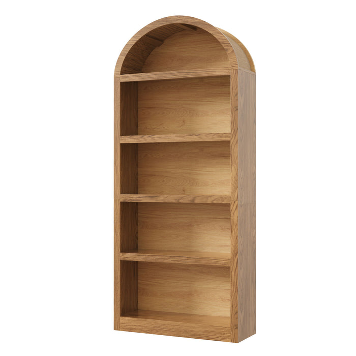 Freestanding Tall 5 Tier Display Bookcase For Living Room (Set of 2) - Brown