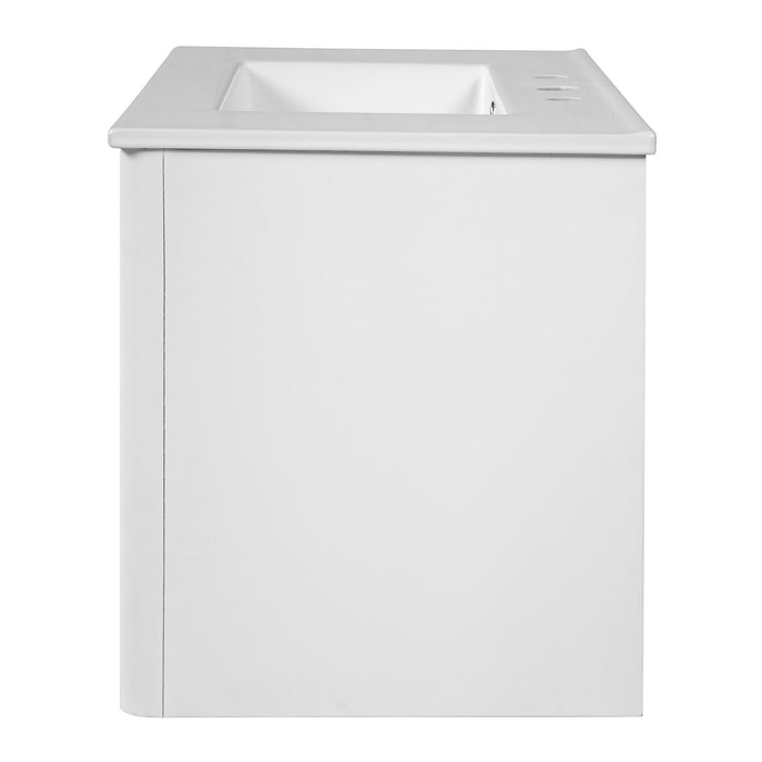 Floating Bathroom Vanity With Oval Knobs & Round Edge, Soft Close Drawer Slides