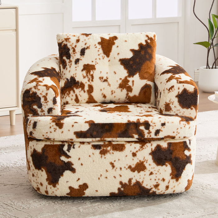 Modern Swivel Barrel Chair With Dual-Layer Cushion
