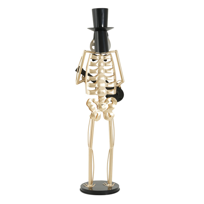 Skeleton Musician Statue, For Halloween Indoor Outdoor Party Display - Gold