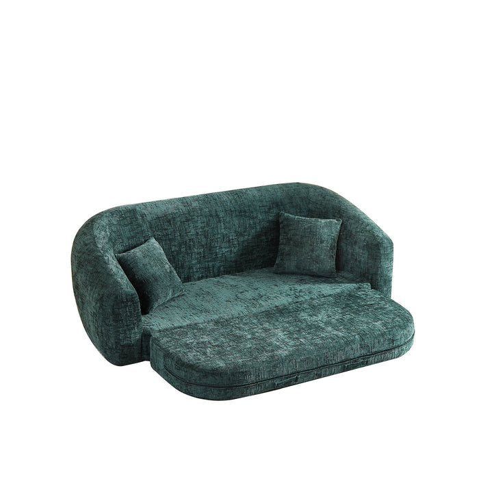 Curved Convertible Sofa, 2 In 1 Fold Out Bed With Pull Out Base And Deep Seat
