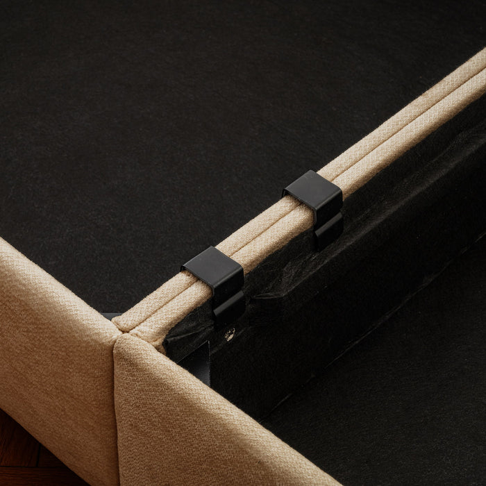 Stylish Chenille Sofa With Storage Seat And Cylindrical Backrest