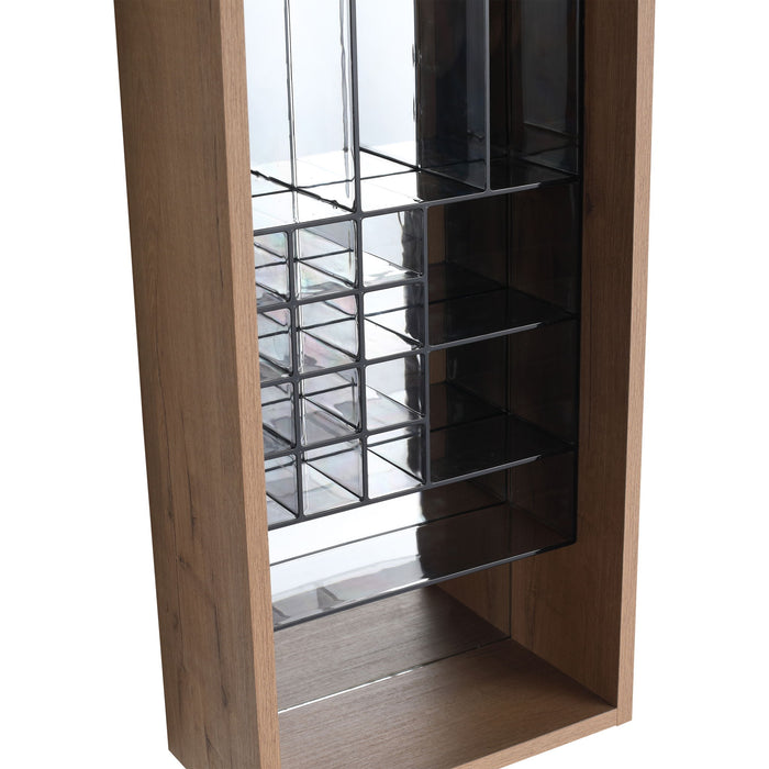 12" Wall Mounted Mirror Cabinet With Storage - Imitative Oak