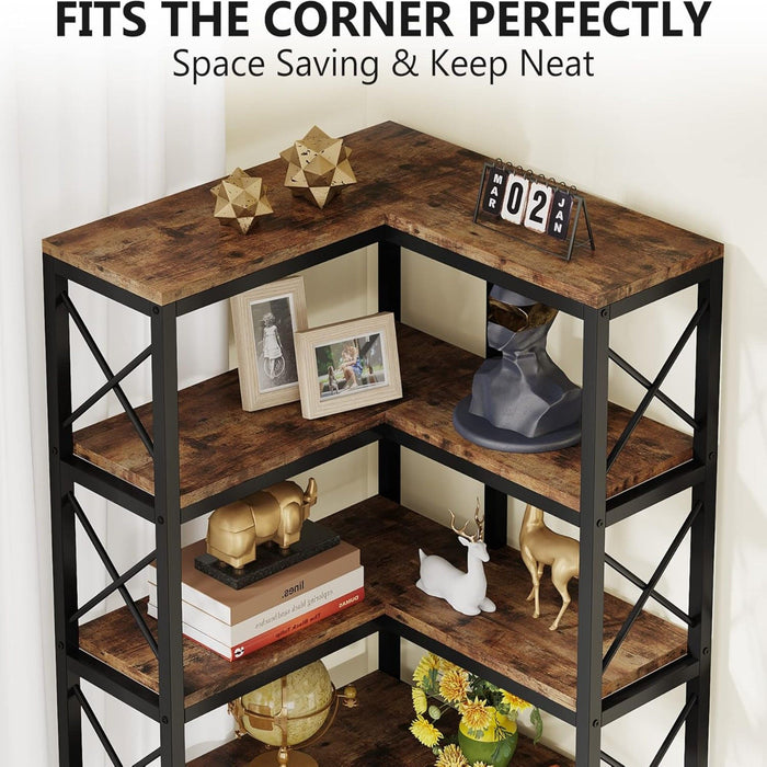 7 Tier Corner Bookshelf, Storage Unit For Living Room