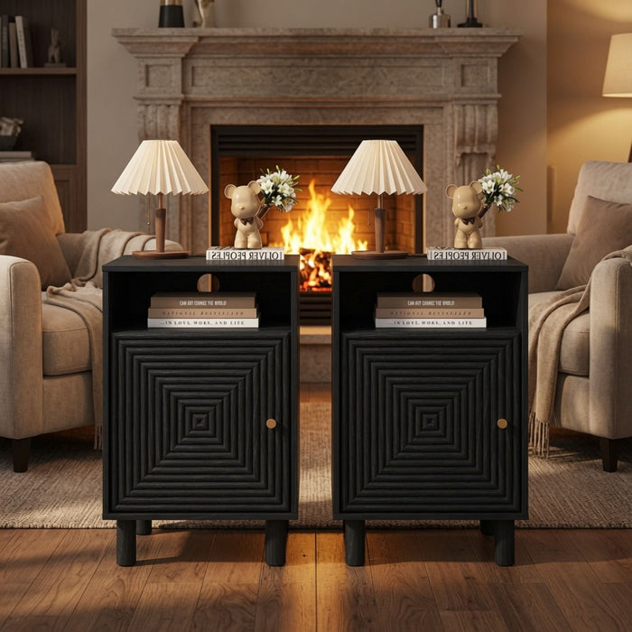 Nightstand With Charging Station & Storage