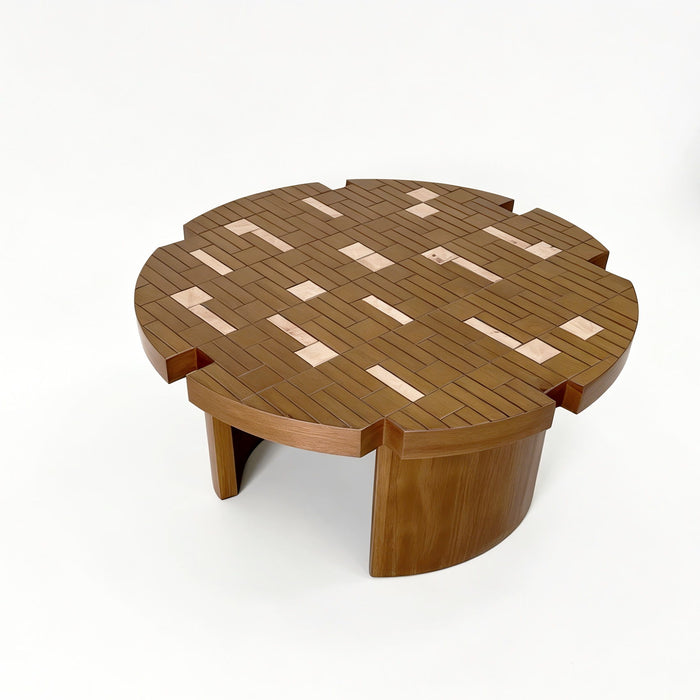 Round End Table For Living Room - Brown / Yellow