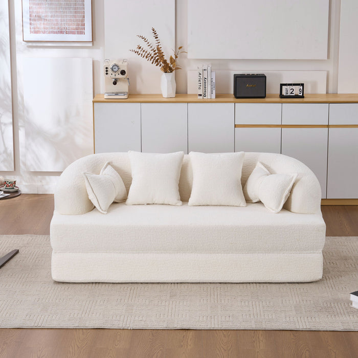 Foldable Sofa Bed, Boneless Couch Convertible Sleeper With 4 Pillows