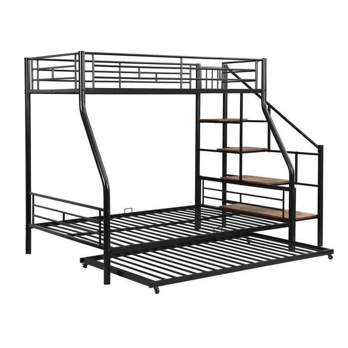Metal Bunk Bed With Trundle And Storage Staircase