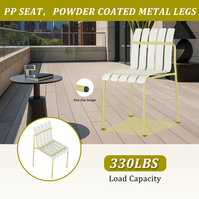 4 Piece Set Of Modern Color Block Designed Single Chairs With Folding Square Table