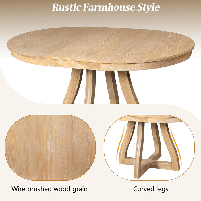 Round Extendable Dining Tabl, Middle Leaf, Curved Legs