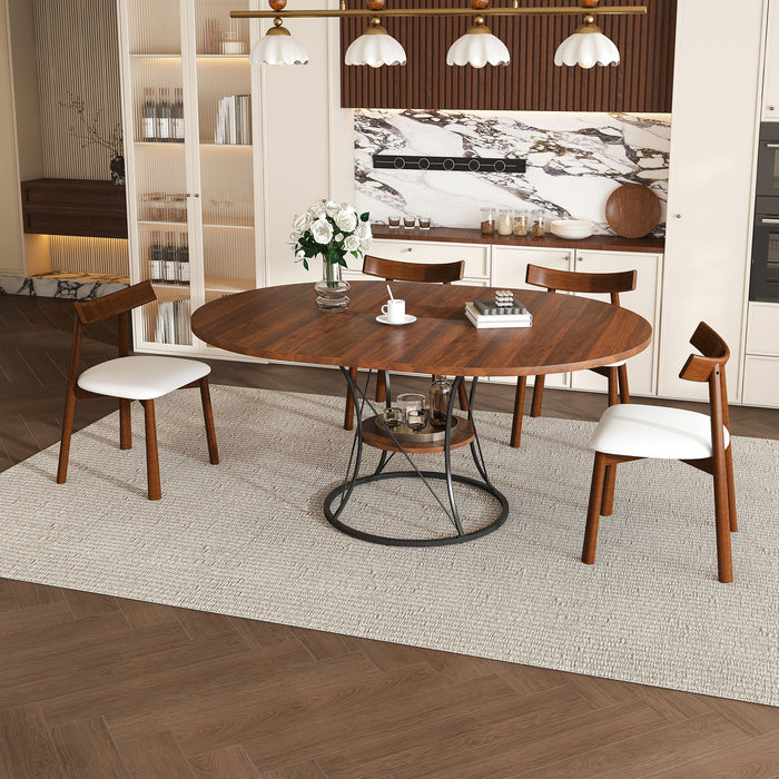 Round Extendable Dining Table Set With Chairs