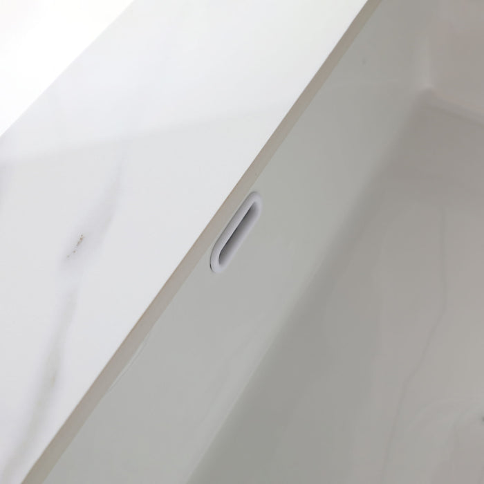 Elegant Vanity Top With Undermount Sink And Backsplash, Sintered Stone