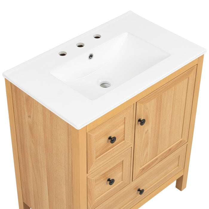 Modern Bathroom Vanity With Sink, Soft Close Drawers & Door, Storage Rack