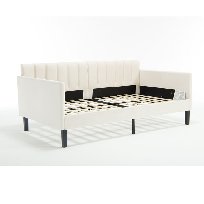 Elena - Boucle Upholstered Daybed, Ribbed Tufted Backrest