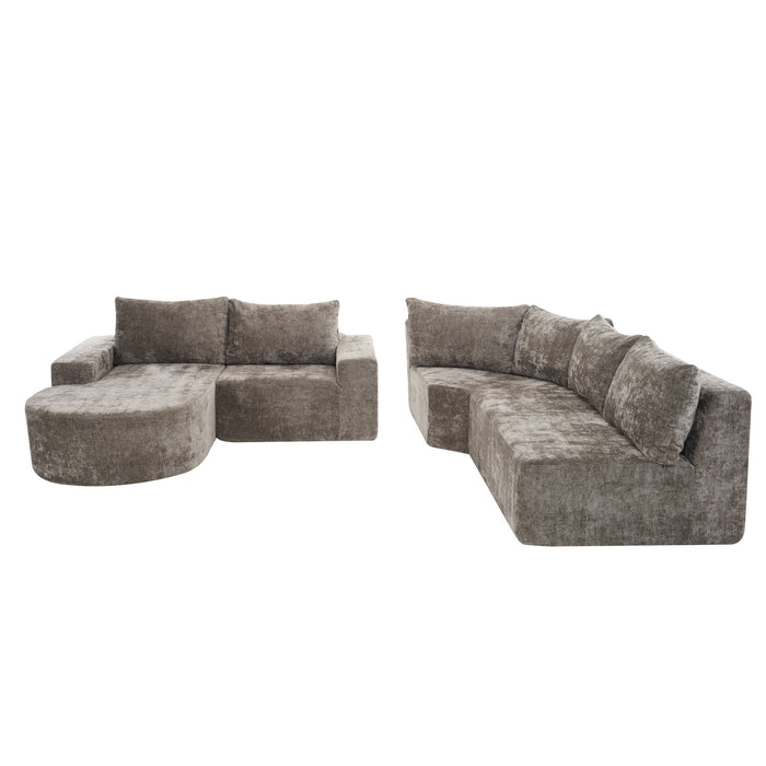 Modular Cloud Sectional Sofa Set, U-Shaped Upholstered Couch With Deep Seat