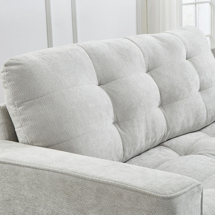 Modern Sectional Sofa U-Shaped With Movable Ottomans, Bluetooth Speakers, LED Lights And Modular Storage