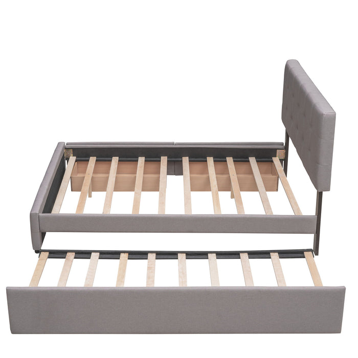 Upholstered Platform Bed With Classic Headboard And Drawers, No Box Spring Needed