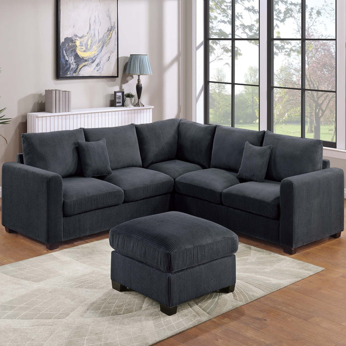 Modern Style L-Shaped Sectional Set With Ottoman