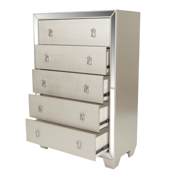 5 Drawer Chest Bedroom Furniture - Silver