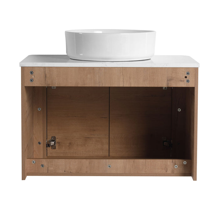 Wall Mounted Bathroom Vanity With Art Sink, 2 Storage Shelves, Soft Close Door