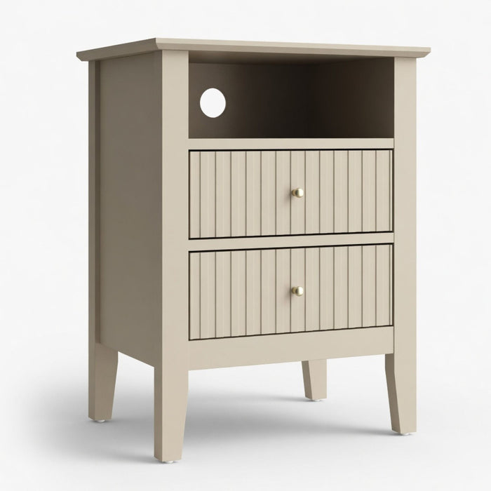 Fluted Nightstand With 2 Drawers