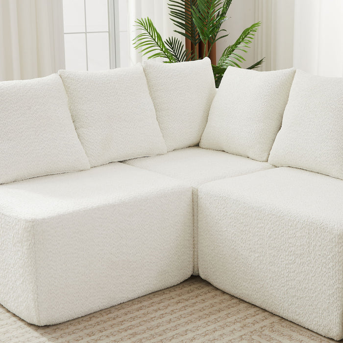 L - Shaped Modular Sofa With Deep Seat And 11 Pillows