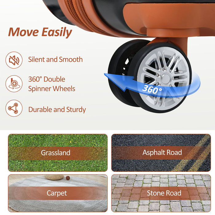 Hardshell Luggage Sets 3 Piece Carry On Suitcase Double Spinner Wheels With Tsa Lock