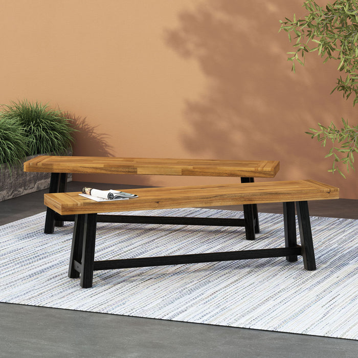 Cloud - Outdoor Bench With Acacia Wood Frame And Slat Panel Design