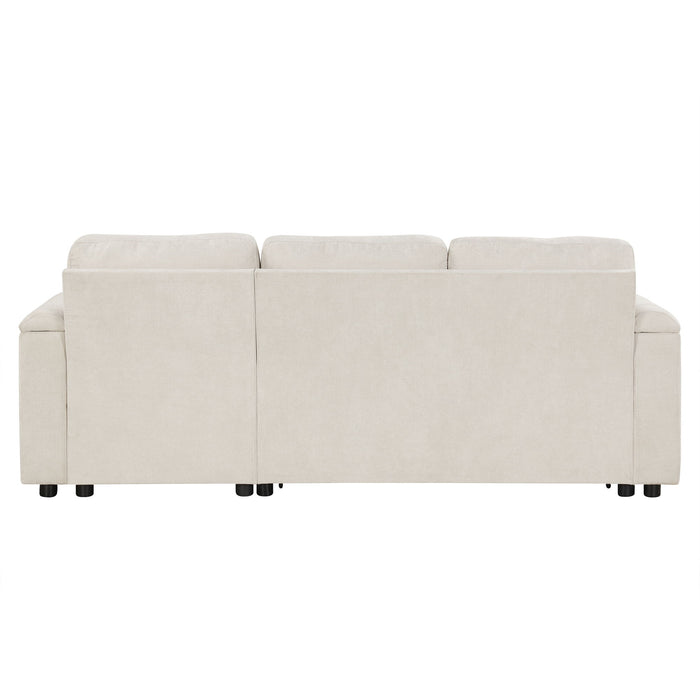 Convertible L Shaped Sofa Couch With Storage, Cup Holders, USB Ports