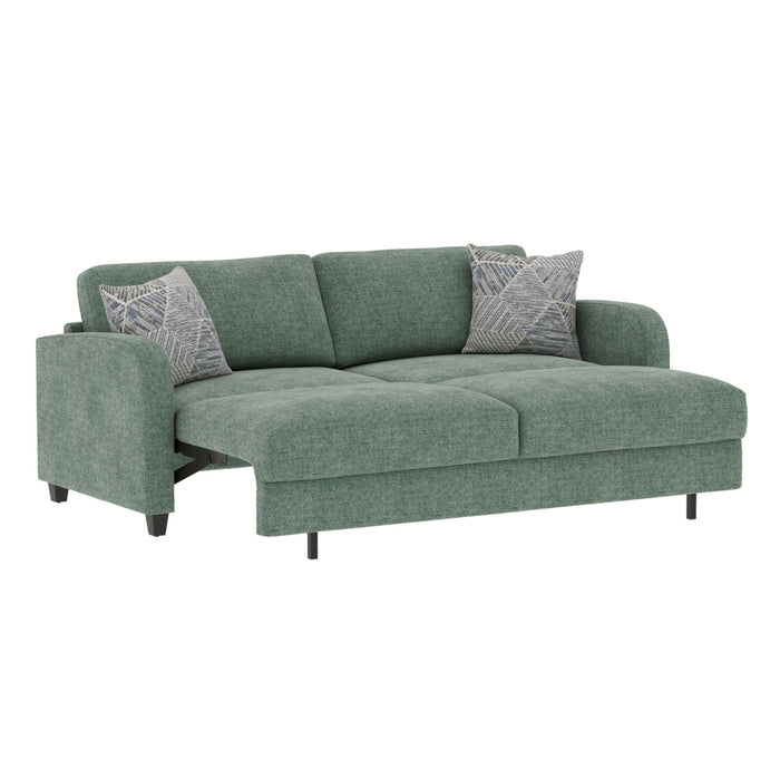 Taylor - 86" Pop-Up Queen Sleeper Sofa With Two Accent Pillows And Solid Wood Legs - Ordesa Green