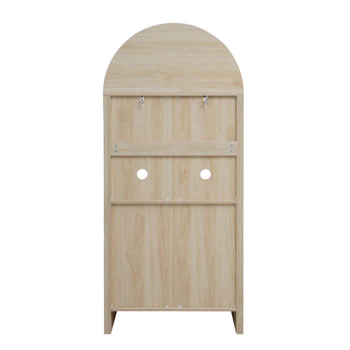 Arched Kitchen Pantry, Modern Farmhouse Wood Kitchen Storage Cabinets, Arched Storage Display Cabinet With Adjustable Shelves, Versatile Cupboard For Kitchen, Dining Room - Natural