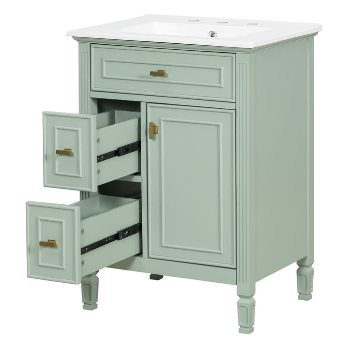 Modern Bathroom Vanity With Sink, Flip Drawer, 2 Drawers, Adjustable Shelf