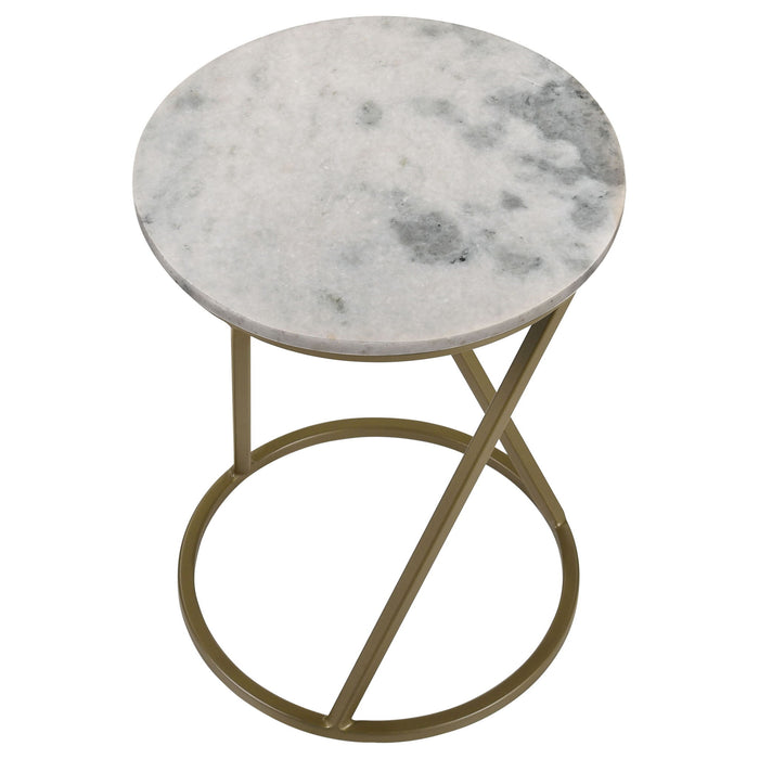 Balboa - Round Accent Side Table With Sculptural Base - White