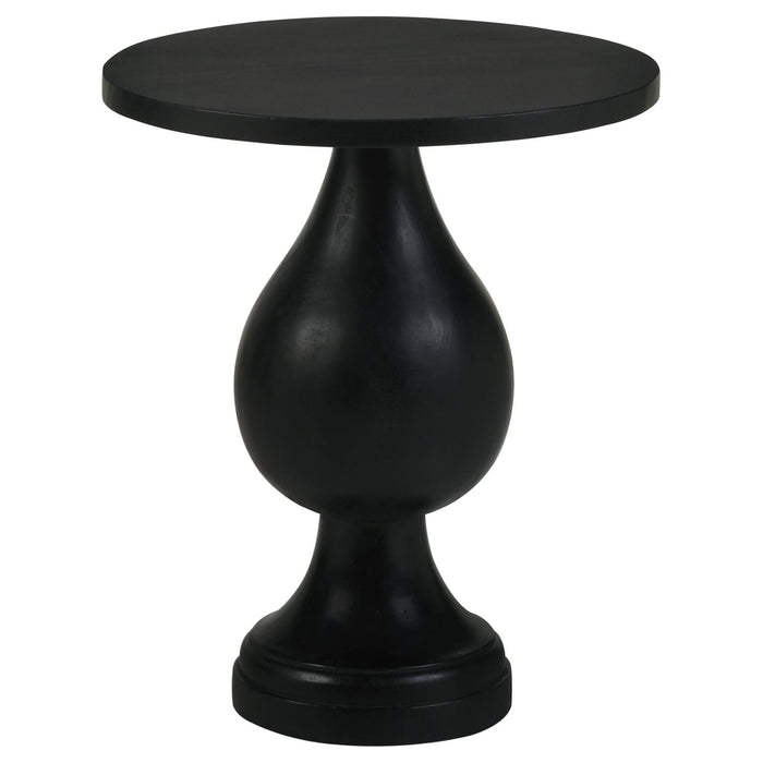 Stain Pedestal Accent Table Elegant Design With Round Top - Black