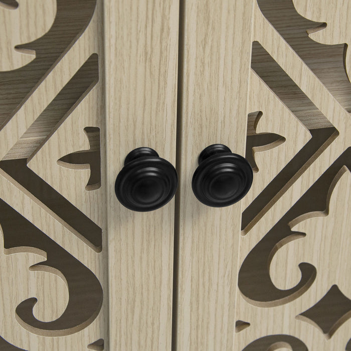 Hollowed Out Cabinet With 4 Doors, American Furniture, Suitable For Bedroom, Living Room, Study - Natural