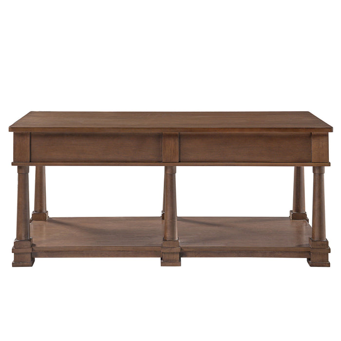 Coffee Table With 2 Storage Drawers & Lower Open Shelf