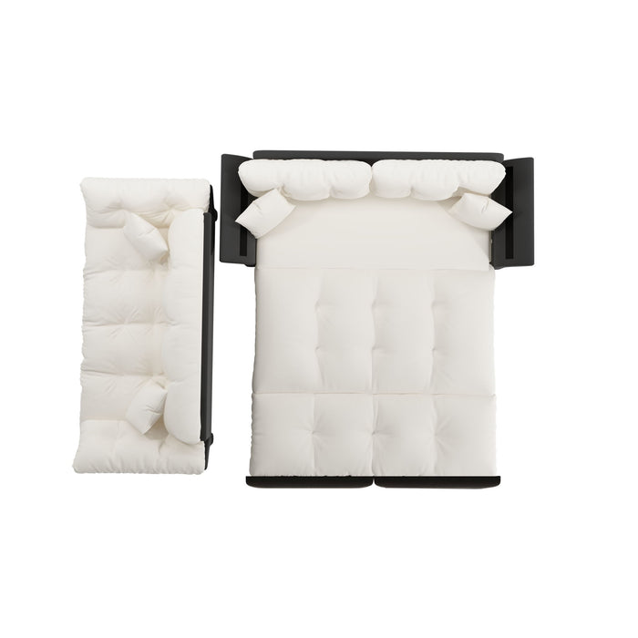 Queen Pull Out, 3 In 1 Convertible Sleeper Tufted Sofa & 2 Soft Pillows