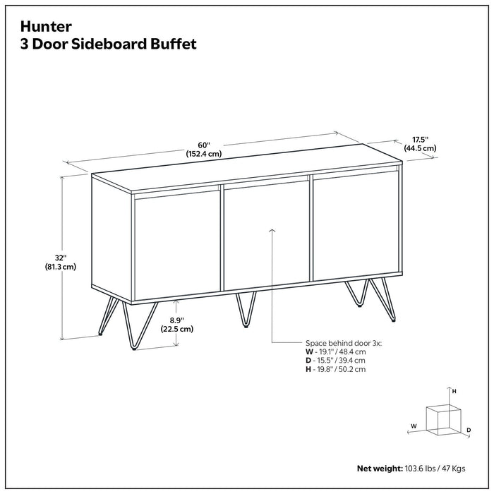Hunter - 3 Door Sideboard