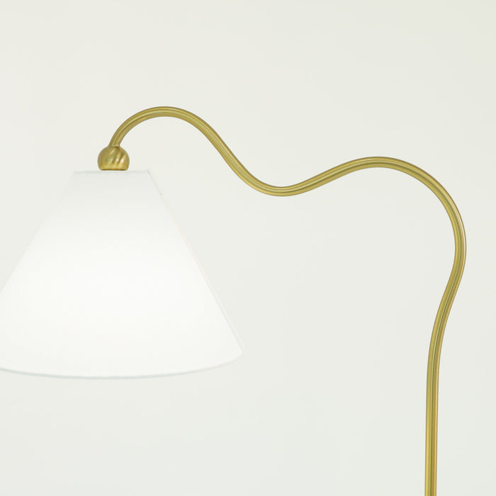 Majestic - Ring Base Curved Floor Lamp With Triangle Drum Shade - Gold / White