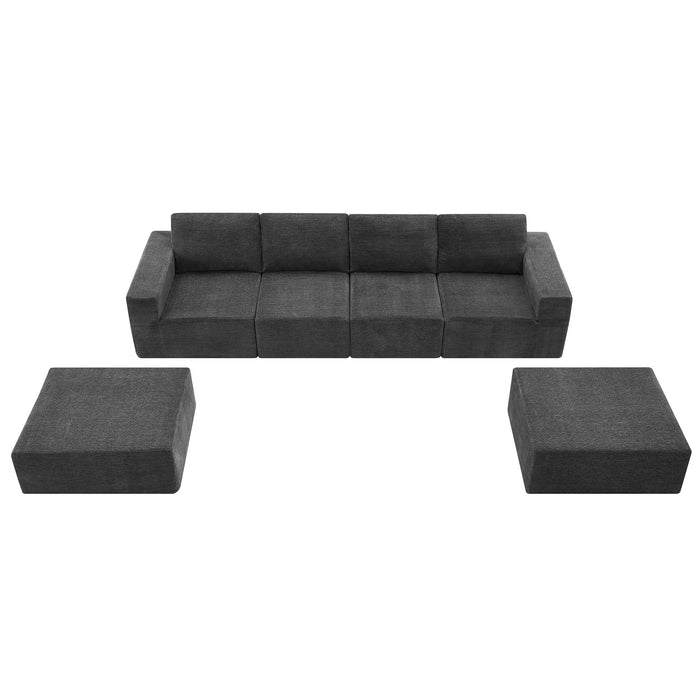Modular U Shaped Sectional With Ottomans, Luxury Cloud Floor Couch With Deep Seat Fully Compressed Upholstered Sofa
