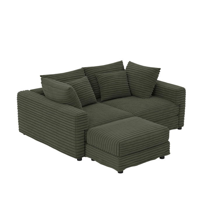 Convertible Deep Seat Sofa With Soft Pillows And Ottomans