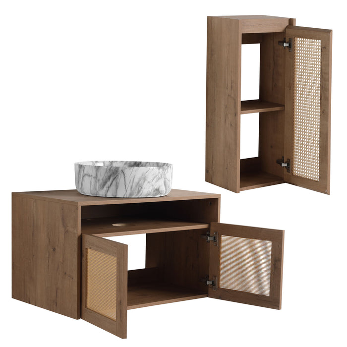 Bathroom Vanity & Art Sink And Side Cabinet, Float Mounting Design
