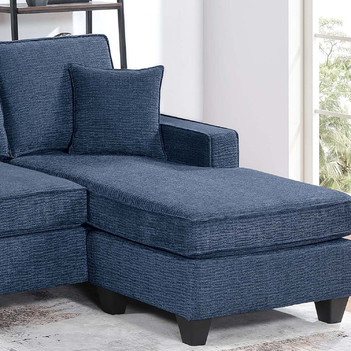 Sectional Set With USB Port Right Arm Chaise, Armless Loveseat, Left Arm Chaise, 3 Piece, Includes Matching Pillows - Dark Blue