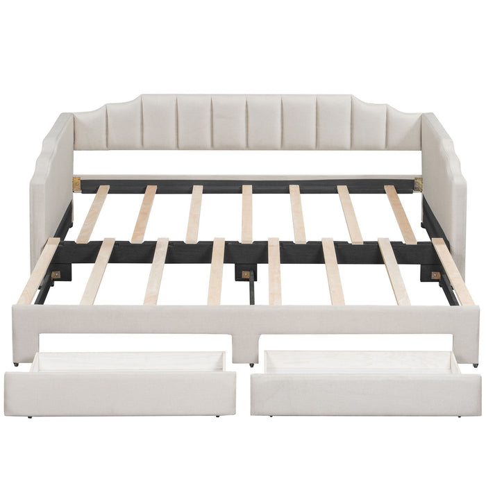 Extendable Daybed With LED Light And 2 Storage Drawers