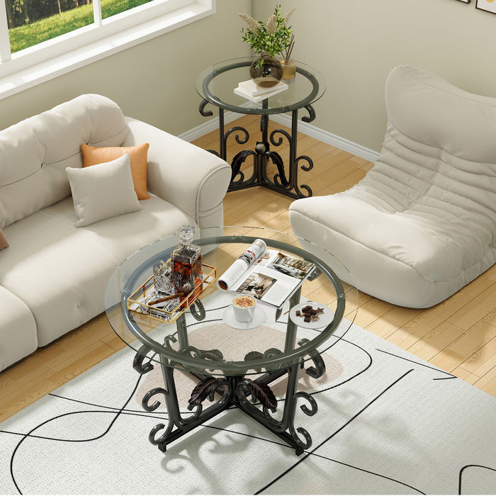 3 Piece Coffee Table Set, Scratch-Resistant - Black