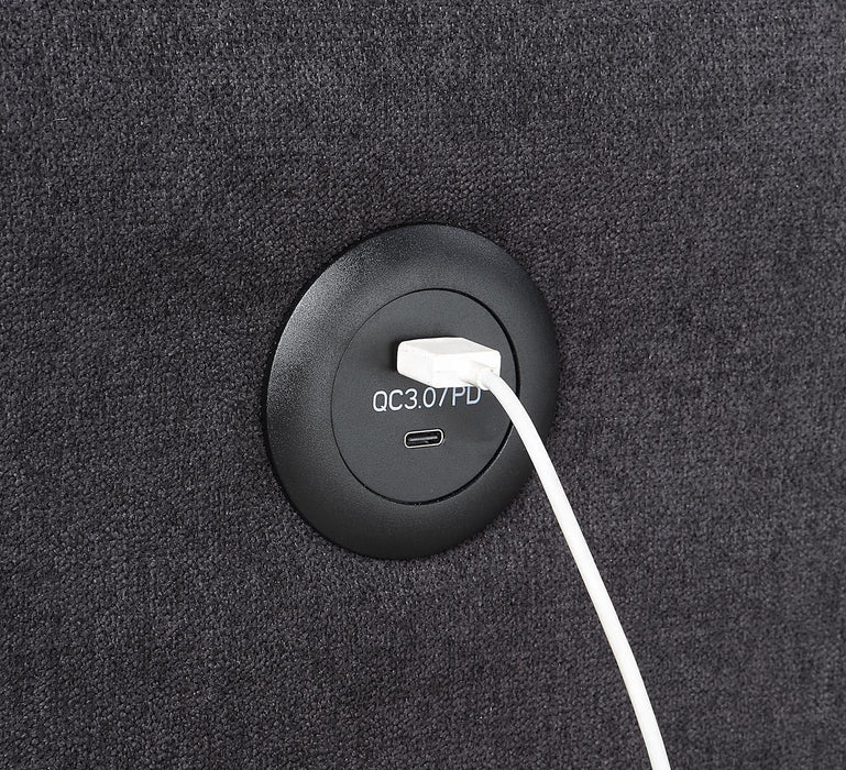 Toby - Woven Fabric Reversible Sleeper Sectional Sofa With Storage Chaise Cup Holder Charging Ports And Pockets