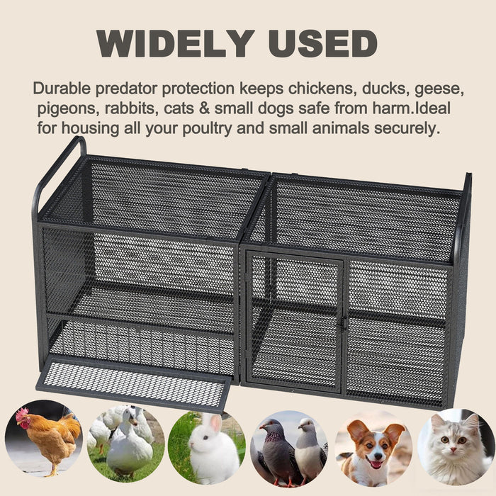 Chicken Cage, Poultry Breeding Coop - Black / Silver